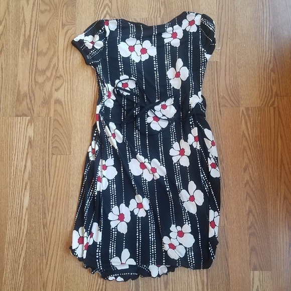 SoldMerona Womens Sz Small Wrap Dress Floral Black - Picture 4 of 4